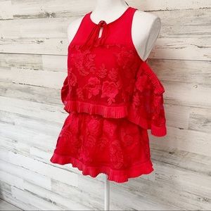 ASOS River Island Cold Shoulder Embroidered Top